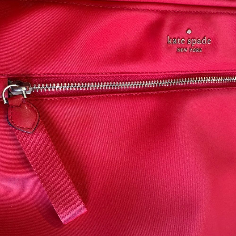 Kate Spade NY Chelsea Nylon Laptop Sleeve Crossbody Bag With Strap in Red & Gold - Picture 13 of 14